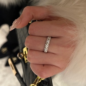 Bague en argent pur S925 vintage avec diamant pour femmes, style français, luxe léger, bague en dentelle torsadée brossée - Product Image 3