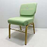 Vente en gros location de chaise de théâtre en métal empilable avec pochette chaise d'église de prière synagogue empilable en métal