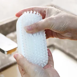 Silicone Hard Bristle Eco-Friendly Household Cleaning <b>Brush</b> for Hands Laundry Shoes Socks Kitchen & Bathroom - Product Image 4