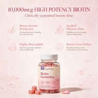 Gummies véganes de biotine en gros 10000mcg – Favorise la croissance saine des cheveux, l'éclat de la peau et des ongles forts – Complément alimentaire sans OGM