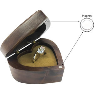Caja de Anillo de Madera con Logotipo Personalizado, Caja de Madera en Forma de Corazón para Empaque, Mini Caja de Anillo de Madera para Joyería de Boda, Compromiso, Exhibición y Almacenamiento - Product Image 5