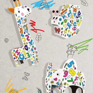 Puzle 3D de acuarela para niños, rompecabezas de origami, jirafa, animal, pintura de grafiti, juguete educativo para edades tempranas - Product Image 3