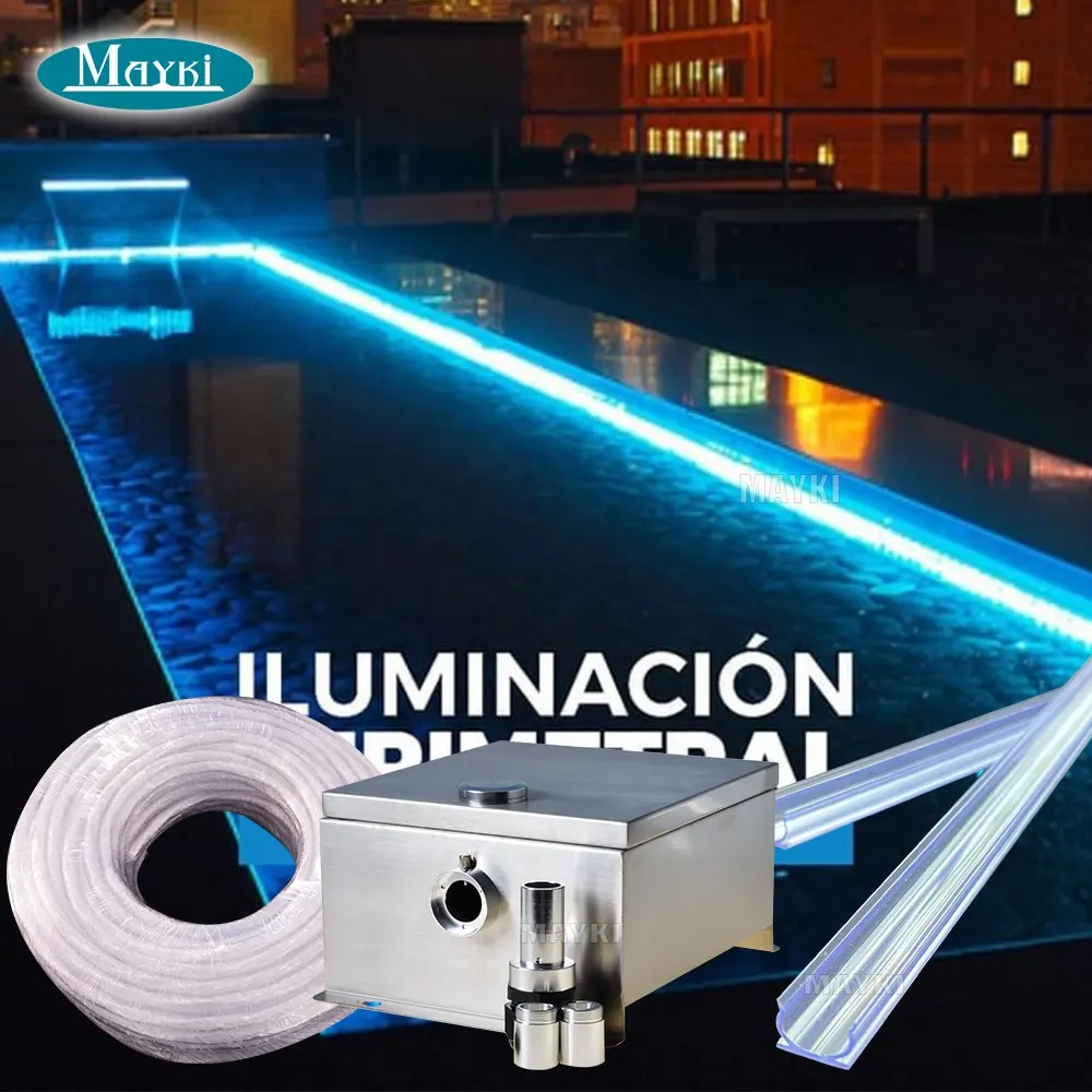 Luce perimetrale in fibra ottica per piscina all'aperto con illuminatore Ip65 a emissione laterale coda in fibra ottica U-track