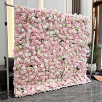 Backdrop Dinding Bunga 8x8 kaki, Panel Mawar Sutra Buatan, Dekorasi Pesta Pernikahan, Latar Belakang Photo Booth