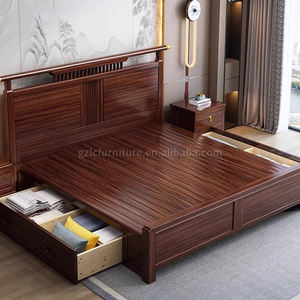 Base de <span class=keywords><strong>Cama</strong></span> Moderna King/Queen con <span class=keywords><strong>Cajones</strong></span> de Almacenamiento de Madera Maciza y Respaldo Alto para Dormitorio Familiar u Hotel - Product Image 5