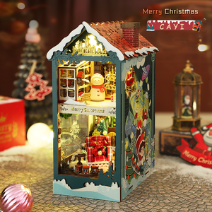 Kit de Manualidades de Madera para Rincón de Lectura Navideño, Casa en Miniatura 3D <span class=keywords><strong>con</strong></span> Luz LED, Pueblo Nevado, Inserto para Estantería, Rompecabezas, Regalo para Adultos - Product Image 2