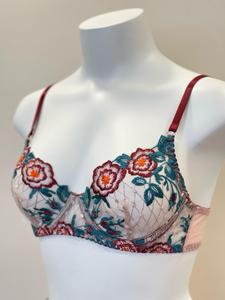 Set <span class=keywords><strong>Reggiseno</strong></span> e Perizoma in Pizzo Floreale Ricamato per Donna, Spalline <span class=keywords><strong>Bordeaux</strong></span>, Lingerie Due Pezzi S M L - Product Image 5