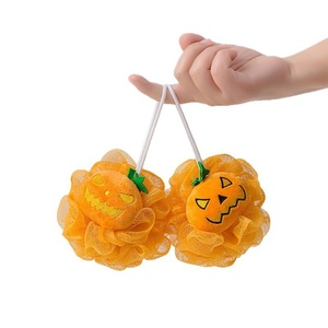 Halloween-<span class=keywords><strong>Kürbis</strong></span> PE-Badeball, Niedlicher Schaumreicher Badepuff mit Weicher Textur, Badezimmer-Dekoration, Anhänger für Erwachsene - Product Image 6
