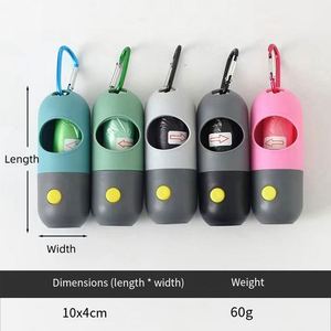 Lampe torche LED avec distributeur de sacs à déjections canines, support portable pour déchets d'animaux avec mousqueton pour les promenades nocturnes en extérieur - Product Image 3