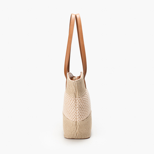Sac fourre-tout en paille tressée grande capacité, sac à bandoulière avec fermeture éclair, sac seau pour la plage, les voyages et l'usage quotidien - Product Image 2