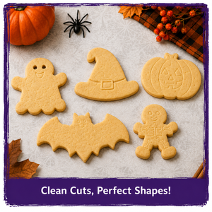 Set di <span class=keywords><strong>Tagliabiscotti</strong></span> per <span class=keywords><strong>Halloween</strong></span> in Acciaio Inox, Forme di Fantasma, Zucca, Pipistrello, Cappello da Strega e Scheletro - Product Image 4