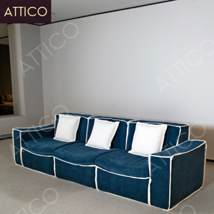 Canapé moderne en mousse bleu trois places en <span class=keywords><strong>tissu</strong></span> en boîte pour la maison meubles d'emballage sous vide canapé compressé <span class=keywords><strong>magique</strong></span> de salon - Product Image 1