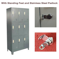 Casier de rangement métallique à 9 portes pour salle de sport/école/locaux de vestiaire, options électroniques/cadenas, revêtement en poudre durable, démontable