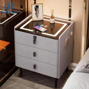 Mesita de Noche Inteligente Moderna con Luz LED RGB, Carga Inalámbrica, Altavoz Bluetooth, Gabinete Creativo para Dormitorio Juvenil - Product Image 3