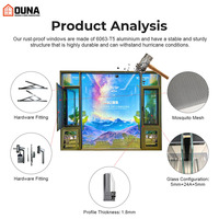 Ventana Abatible de Aluminio con Rotura de Puente Térmico Certificada por OUNA CSA NFRC, Resistente a Huracanes, Doble Acristalamiento Templado, Aislamiento Térmico
