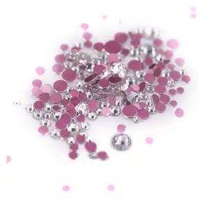 珠光透明白玫瑰背SS16散装平背无热固定松指甲艺术水晶石水钻