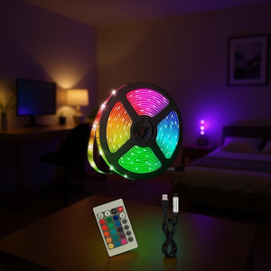 Tira de Luces LED RGB 5050 de 7M con Control Remoto, 12V CC, IP33, Alimentación USB, PCB Negro, Vida Útil de 25000 Horas, Fácil Instalación, S - Product Image 2