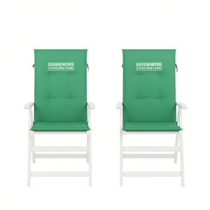Juego de 2 cojines verdes para silla de exterior, 100% poliéster, con respaldo alto, extraíbles, lavables, rectangulares, para todas las estaciones - Product Image 1