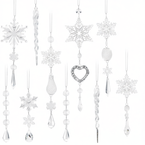 Ornamenti Pendenti a Fiocco di Neve in Cristallo, 21 Pezzi, Decorazioni Scintillanti per Albero di Natale, Trasparenti, Realizzati a Macchina - Product Image 1