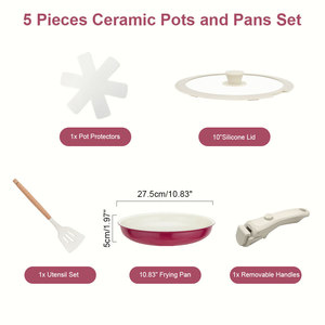 Juego de Utensilios de Cocina Antiadherentes de Cerámica para Uso Doméstico, Sartén con Mango Desmontable, Sartén Antiadherente para Saltear, Apta para Cocina de Inducción - Product Image 5