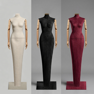 Maniquí Femenino <span class=keywords><strong>de</strong></span> Terciopelo con Brazos Articulados <span class=keywords><strong>de</strong></span> <span class=keywords><strong>Madera</strong></span>, Forma <span class=keywords><strong>de</strong></span> Vestido Largo y Delgado para Exhibición <span class=keywords><strong>de</strong></span> Vestidos <span class=keywords><strong>de</strong></span> Noche en Escaparates <span class=keywords><strong>de</strong></span> Boutiques - Product Image 6