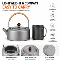 Bouilloire en titane ultralégère 96g 400ml, ensemble de cuisine portable pour la randonnée en plein air, théière, équipement de camping, cafetière