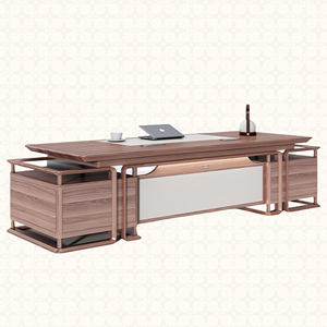 Ceviz ahşap tahıl ve PU dekoratif deri ofis mobilyaları ile benimseyen yönetici Modern yönetici masası ceo'su ofis masası - Product Image 4