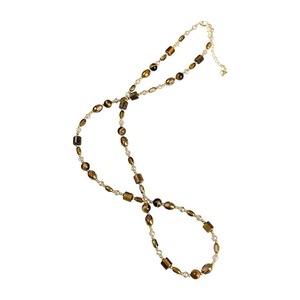 Collar de cuentas de piedra de ojo de tigre natural para mujer, collar de moda Retro de gama alta que combina con todo, cadena de suéter - Product Image 1