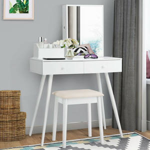 Europe <strong>Shabby</strong> <strong>Chic</strong> Girls Bedroom Dresser White Modern <strong>Dressing</strong> <strong>Table</strong> with Large Led Mirror - Product Image 6