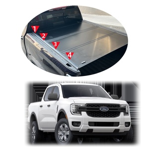 Couvre-tonneau dur à quatre plis en alliage d'aluminium <span class=keywords><strong>4</strong></span> couvre-lit de camion pliant pour Ford Raptor/Ranger/Ranger Wildtrak/Stormtrak - Product Image 1