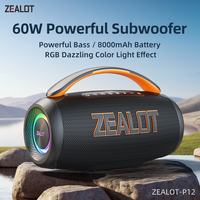 Subwoofer ile bağnaz 60 60W hoparlör, RGB ışık ile IPX6 su geçirmez hoparlör, EQ, AUX, TF, USB açık için kolu ile, parti