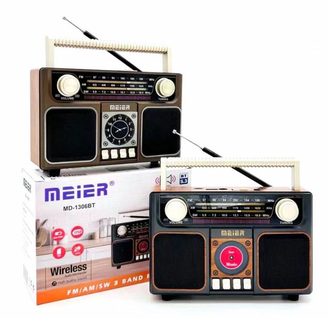 MD-1306BT Portable Am Fm Sw 3band Wireless Radio Vintage Style Old Fashion Desktop Radio with Audio Light
