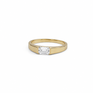 Anillo de Compromiso con Diamante Corte Esmeralda, Chapado en Oro Rosa, Anillo de Propuesta de Matrimonio con Moissanita - Product Image 5