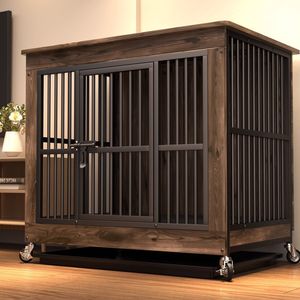 Luxus-Hunde villa aus Holz mit geräumigem oberem Regal zur Aufbewahrung von Haustieren mit Tabletts til Toilette Hunde kiste Pet House <span class=keywords><strong>Bed</strong></span> - Product Image 6