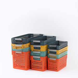 Cesta de Almacenamiento Plegable de Plástico, Organizador de Aperitivos Perforado, Caja Apilable para Escritorio, Hogar, Cocina y Despensa - Product Image 2
