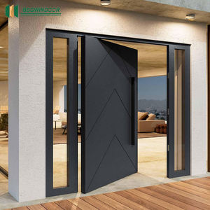 Lukliving Sécurité Porte En Aluminium Villa Entrée Grand Luxe Noir Bois Avant Principal Moderne Entrée En Aluminium Porte Pivotante - Product Image 5