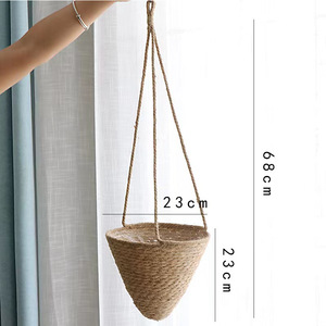 Cesta <span class=keywords><strong>de</strong></span> flores <span class=keywords><strong>de</strong></span> paja tejida a mano <span class=keywords><strong>con</strong></span> borde cruzado <span class=keywords><strong>de</strong></span> estilo pastoral, <span class=keywords><strong>maceta</strong></span> colgante <span class=keywords><strong>con</strong></span> varilla <span class=keywords><strong>de</strong></span> Chlorphyllum para plantas verdes - Product Image 6