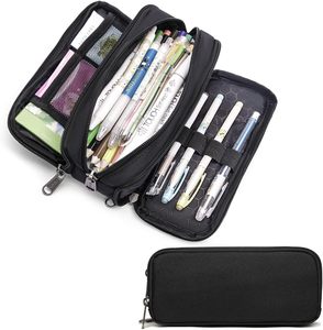 Estuche Grande para Lápices de Gran Capacidad con 2 Compartimentos y Cierre de Cremallera para Oficina y Escuela, Uso Adulto - Product Image 3