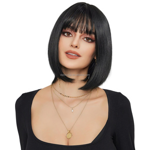 Parrucche Bob di Fabbrica all'Ingrosso Più Vendute Parrucca Bobo alla Moda con Frangia ad Aria Naturale Capelli <span class=keywords><strong>Corti</strong></span> in Fibra Sintetica per <span class=keywords><strong>Donna</strong></span> - Product Image 2