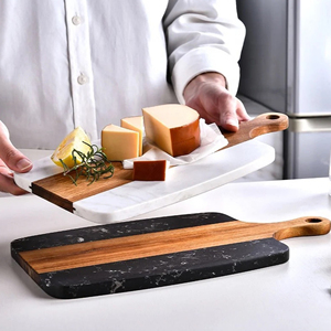 Formaggio resistente pane a base di carne da cucina salumi taglieri <span class=keywords><strong>in</strong></span> <span class=keywords><strong>marmo</strong></span> tavola da servizio <span class=keywords><strong>in</strong></span> legno di Acacia <span class=keywords><strong>tagliere</strong></span> <span class=keywords><strong>in</strong></span> <span class=keywords><strong>marmo</strong></span> con manico - Product Image 4