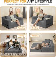 Sofá Cama Esquinero Convertible, Sofá de Dos Plazas Plegable, Futón para Suelo, Sin Brazos, Cuadrado, Chenilla, para Villa, Escuela, Hogar