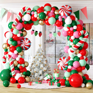 Kit Arco Palloncini Natalizi Ghirlanda Albero di Natale Rosso Argento Beige Caramella Stella Bastoncino Decorazioni in Foil per Feste di Compleanno Capodanno Verde Rosso Vigilia - Product Image 2