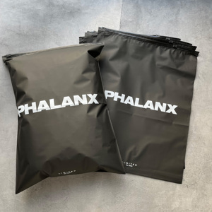 Sacs à fermeture éclair noirs avec logo personnalisé et impression blanche - Sacs en polyéthylène pour vêtements de sport et streetwear, fournitures d'emballage pour petites entreprises - Product Image 3