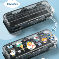 Étui à crayons en acrylique transparent à double couche avec logo personnalisé, imperméable, pour fournitures scolaires, en plastique, neuf et pratique