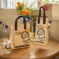 Sac isotherme non tissé personnalisé avec logo, doublure en aluminium pour la livraison de café, sac à emporter isolé pour les boissons chaudes