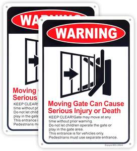 Panneau de sécurité en aluminium pour portail mobile, taille personnalisée, avertissement de danger grave et de décès, sécurité des portes et fenêtres, 'Restez hors de la zone' - Product Image 1