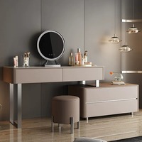 Coiffeuse Haut de gamme en bois massif Coiffeuse de chambre à coucher Designer Villa Light Coiffeuse de luxe Armoire à tiroirs intégrée