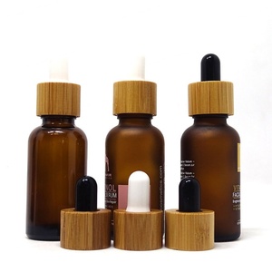 5ml 10ml 15ml 30ml 50ml 100ml Amber Clear Frosted Essential Oil Glass Dropper Bottle With Bamboo Lid Custom Logo Serum Bottle - Product Image 1
