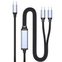 Kabel 2 in 1 Tipe-C Dual Tipe-C 100W Pengisian Cepat Paduan Aluminium Konduktor Tembaga Murni iPhone 16/15 Laptop iPad untuk Switch