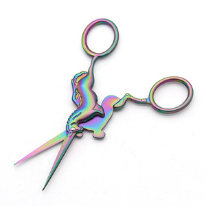 Colored <b>Titanium</b> Horse Shaped Scissors Stainless Steel Straight Head Home Use Cross Stitch Tea Bag Shears - Product Image 2